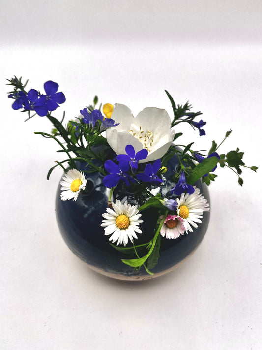 Vase pique-fleurs bleu nuit